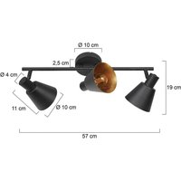Steinhauer Spot pour plafond Oeroe, à 3 lampes, noir, métal, E14