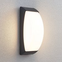 Lindby LED-utomhusvägglampa Alexey, IP65, mörkgrå