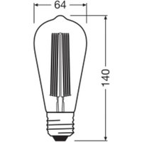 OSRAM LED Vintage 1906 Edison, grå, E27, 11 W, 818, dimbar