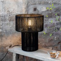 Markslöjd Soga table lamp, black, jute, height 40 cm