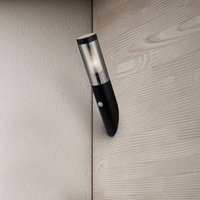 Searchlight Batton outdoor wall lamp, height 40 cm, black/smoke grey, sensor
