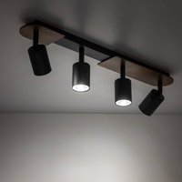 TK Lighting Spot pour plafond Cover Wood, noyer, à 4 lampes
