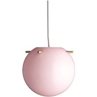 FRANDSEN pendellampa Koi, glas, ros/mässing, Ø 25 cm