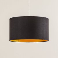 Euluna Roller hanging light, black/gold, Ø 45 cm