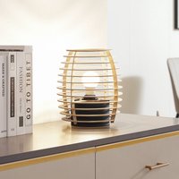 Lindby table lamp Ediz, black, wood, 25 cm high, E27