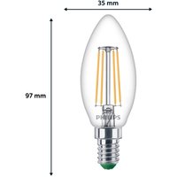 Philips LED bulb E14 B35 2.3W 485lm 2700K filament 3-pack