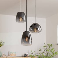 EGLO Hängande lampa Aguilares, rökt glas, 3-ljus rondel