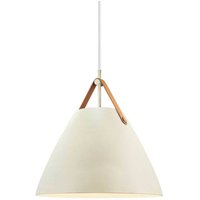 DFTP by Nordlux Strap pendant light, sand-coloured, Ø 36 cm, metal/leather