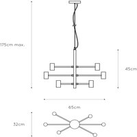 Lucide Hänglampa Leanne, svart, 6 lampor