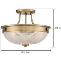 Mantle loftlampe med glasdiffusor, antik messing
