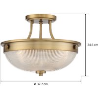 QUOIZEL Taklampa Mantle med glasdiffusor, antikmässing