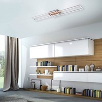 LED-loftslampe Iven, dæmpbar, stål/træ, 110x25cm