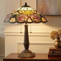 Clayre&Eef Floral bordslampa Rose, Tiffanystil