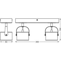 Plafonnier LED OSRAM Jupiter, à 2 lampes, argent, métal