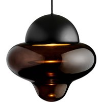 DESIGN BY US Nutty XL LED-pendellampa, brun / svart, Ø 30 cm, glas