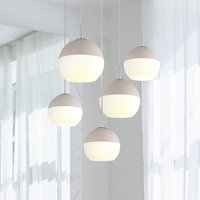 Hængelampe Ragusa, Ø 75 cm, sand/krom, metal, 5 lyskilder