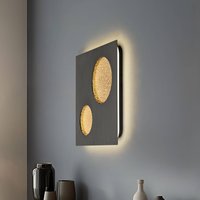 Lucande LED-vägglampa Delin, grå/guld, 55 x 55 cm, stegvis dimbar