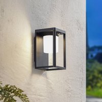 Lucande LED solar wall light Tilena, black, aluminium, sensor