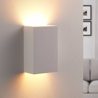 Lindby vägglampa Colja, kantig, höjd 16 cm, gips, vit