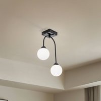 Lamkur Bandi ceiling light, black/opal, 2-bulb, G9