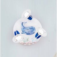 Elobra Taklampa Paul Pottwal, vit-blå, Ø 29 cm, 3 lampor