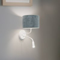 Duolla Roller wall light, cord mint, white, with reading light