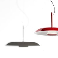 Oluce LED hanging light Iride, Ø 55 cm, red, metal, glass