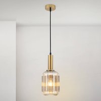 ORION Carneval pendant light, antique brass/amber, Ø 14 cm, glass