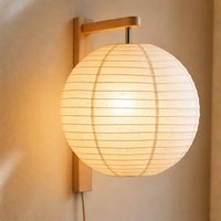Lindby Ambrose wall light, wood, linen, 25 cm