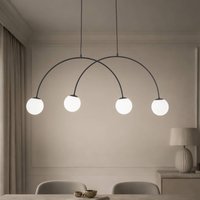 Domiluce Nova pendant light, glass/metal, black/white, 4-bulb