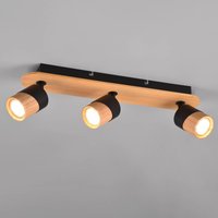 Trio Lighting Aruni downlight made of wood, 3-bulb black
