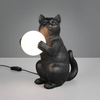 Reality Leuchten Bordslampa Gatio, svart, höjd 30 cm, konstharts, G9