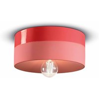 Ferroluce Taklampa Pi keramik blank/matt Ø 25 cm röd