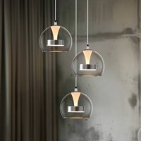 Trio Lighting Flynt LED hanging light, Ø 42 cm, chrome-coloured, metal, CCT 3-bulb