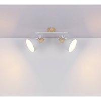 Globo Plafonnier Wiho, métal blanc/aspect bois 2 lampes