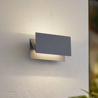Lucande LED-utomhusvägglampa Meja, grå, aluminium, 27cm, IP54