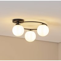 EMIBIG LIGHTING Taklampa Sopra, opalvit/svart, glas, E14