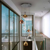 Schuller Valencia Charlize 6 lampor LED-hänglampa, dimbar, fyrfärgat glas