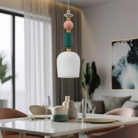 Lindby pendant light Ysoria, grey/pink/green, ceramic, Ø 16 cm