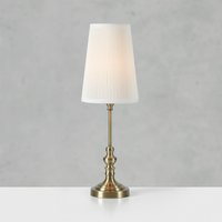 Markslöjd Noble table lamp, brass-coloured/natural white, height 56 cm, fabric