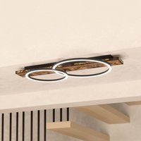 EGLO LED-taklampa Boyal, brun, längd 78 cm, trä, 2 lampor.