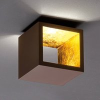 ICONE Cubò - LED ceiling light, 10 W, brown/gold
