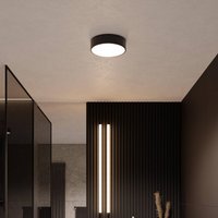 TEMAR LIGHTING Plafonnier Cleo, Ø 20 cm, IP54, noir, métal, E27