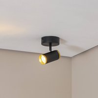 Lucea Spot pour plafond Lume, noir / laiton, hauteur 15 cm, fer