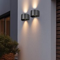 Reality Leuchten LED outdoor wall lamp Talent, black, width 16 cm Sensor