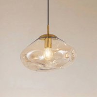 Lindby hänglampa Lelia, bärnstensfärgad, glas, Ø 35 cm