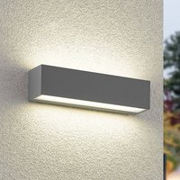 Arcchio LED outdoor wall lamp Lengo, 25 cm, 2-bulb, grey, CCT