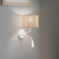 Duolla Applique murale en jute, marron/blanc, tissu, lampe de lecture