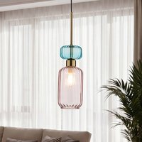 Milagro Lighting Molly pendant light, pink/gold, 1-bulb, glass, Ø 12 cm
