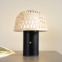 Lindby LED rechargeable table lamp Nifelia, bamboo, CCT, dimmable